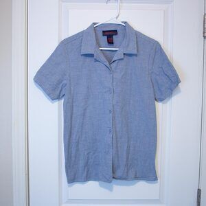 Chambray Button Up Short Sleeve Shirt Lightweight Blue Collared 90s M Denim Co